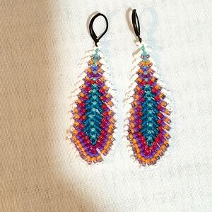 Handmade beaded feather earrings